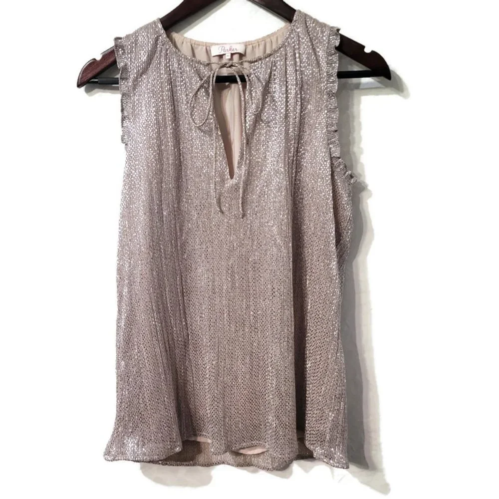 Parker Silver and Nude Sequin Top Size XS - Picture 2 of 6
